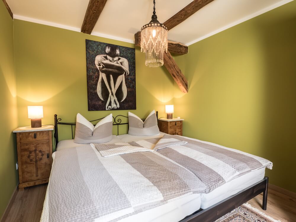 Alte Ofenfabrik Ferienwohnung Studio Schlafzimmer